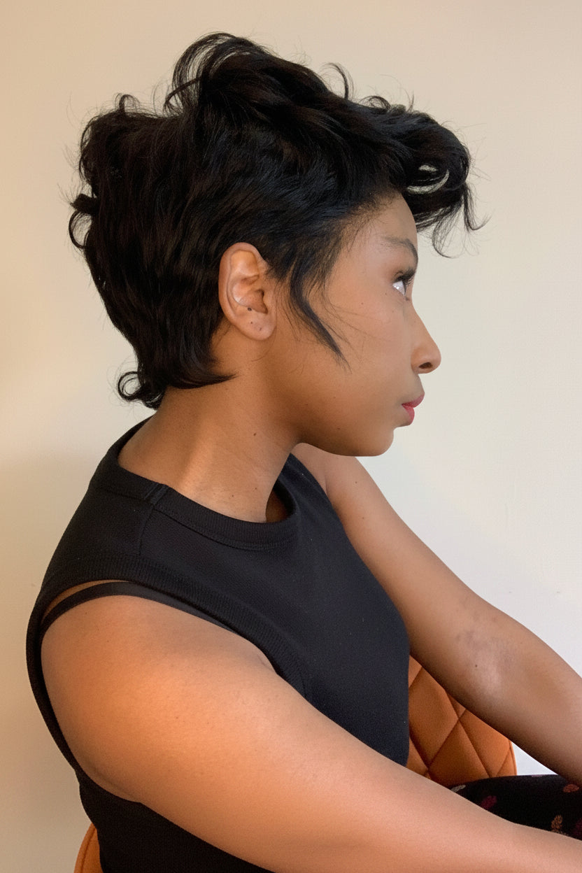 The Jayda Full Lace Curly Mohawk Pixie Wig in Virgin Hair