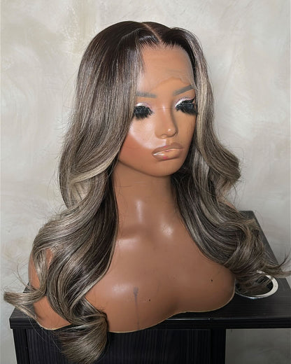 The Kaia Brunette Wave Virgin Hair 13x6 Lace Frontal Wig - 18"