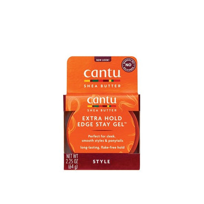 Cantu Shea Butter Extra Hold Edge Stay Gel packaging on a white background