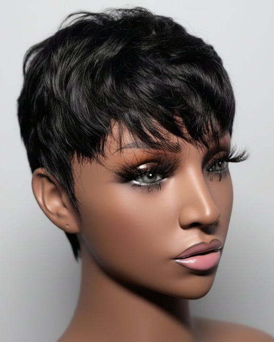 The Monroe Full Lace Soft Wave Pixie Wig with Fringe - virgin hair - The Hair Source