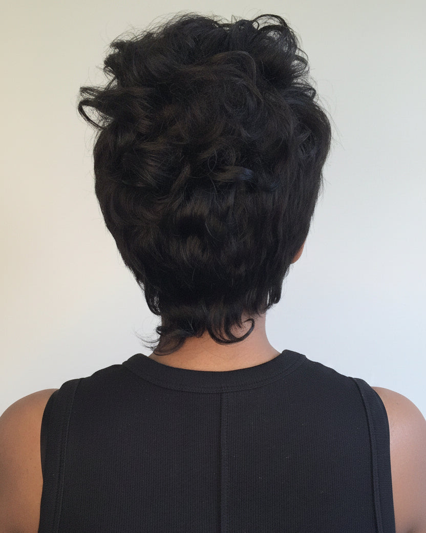 The Jayda Full Lace Curly Mohawk Pixie Wig in Virgin Hair