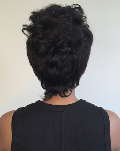 The Jayda Full Lace Curly Mohawk Pixie Wig in Virgin Hair