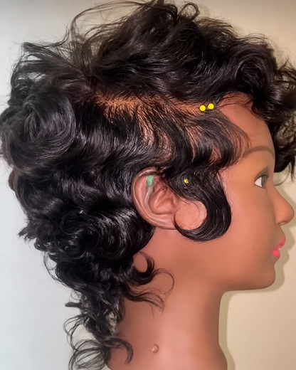 The Jayda Full Lace Curly Mohawk Pixie Wig in Virgin Hair