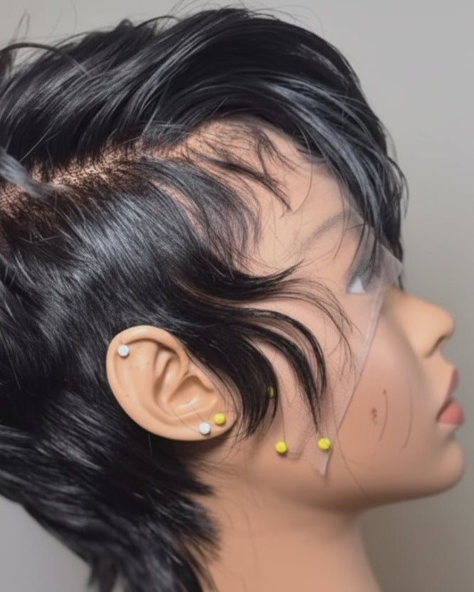 Onyx Full Lace Faux Hawk Pixie Wig with Fringe - Virgin Hair - The Hair Source