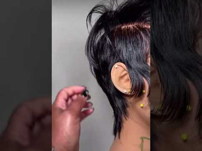 The Onyx Full Lace Faux Hawk Pixie Wig with Fringe - Virgin Hair