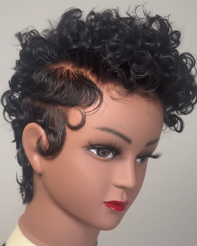 Mannequin head with styled hair on a plain background - The Hair Source